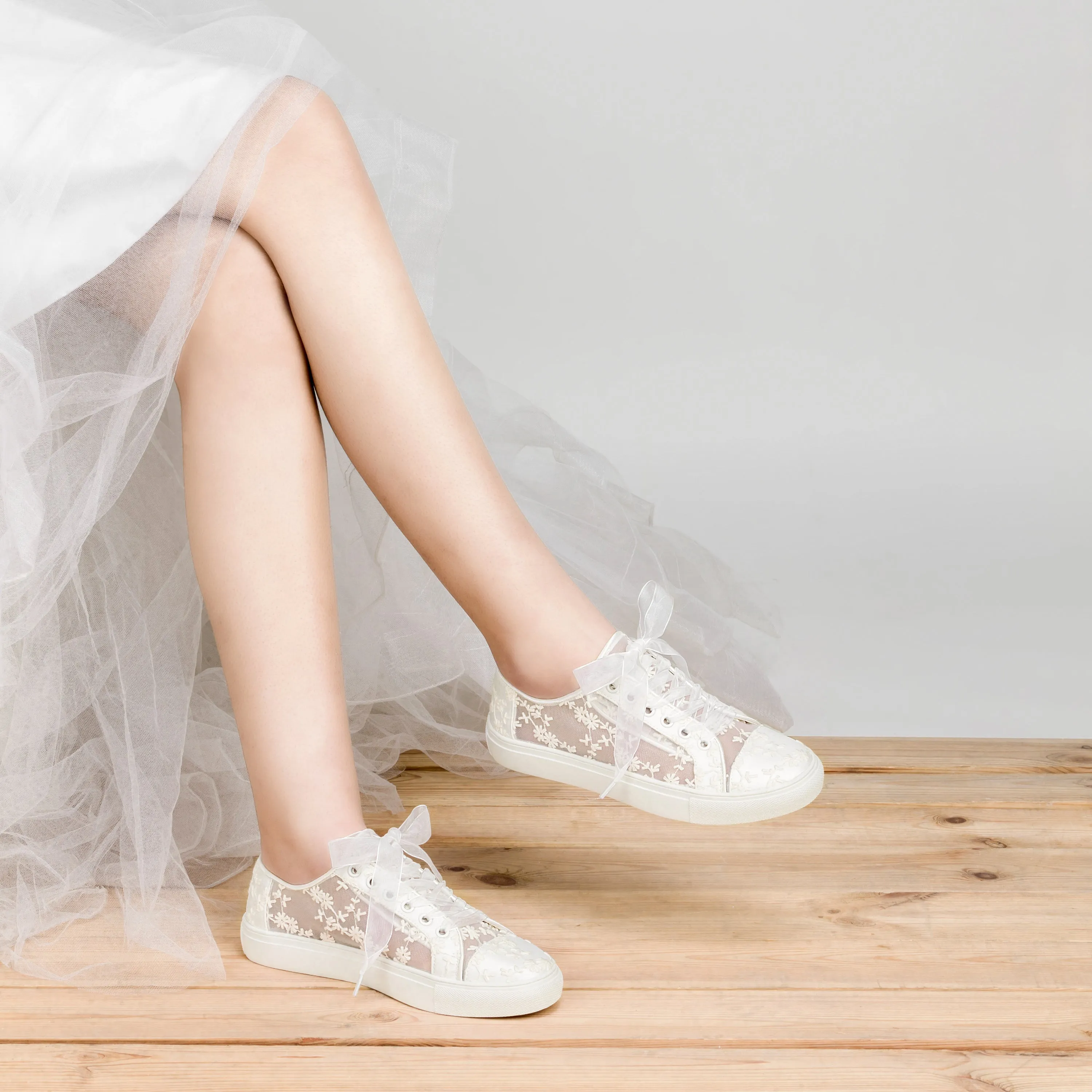 8835 Wedding Shoes Bridal Sneakers Flats Bride Tennis Shoes Lace Sneakers