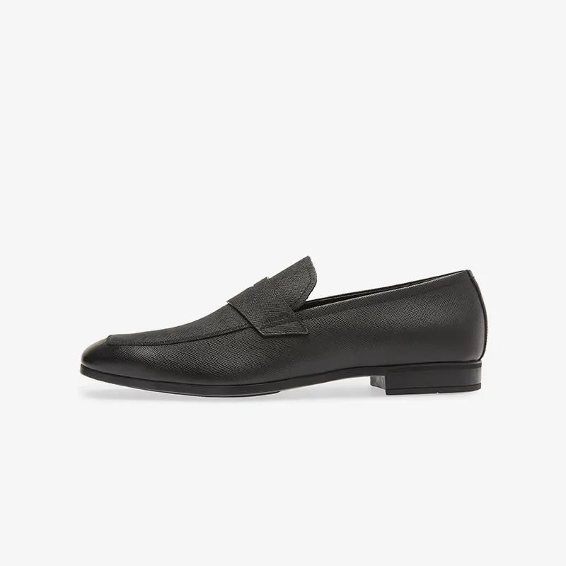 Black Penny Square Toe Loafers