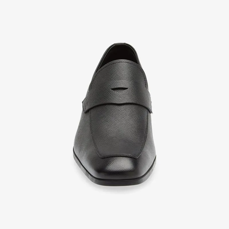 Black Penny Square Toe Loafers