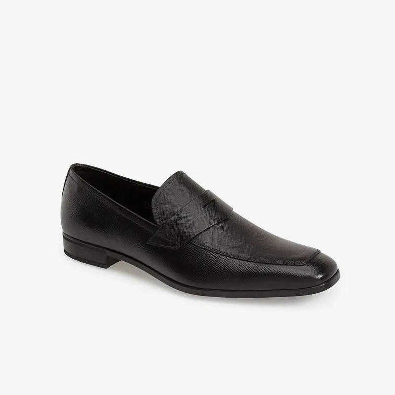 Black Penny Square Toe Loafers