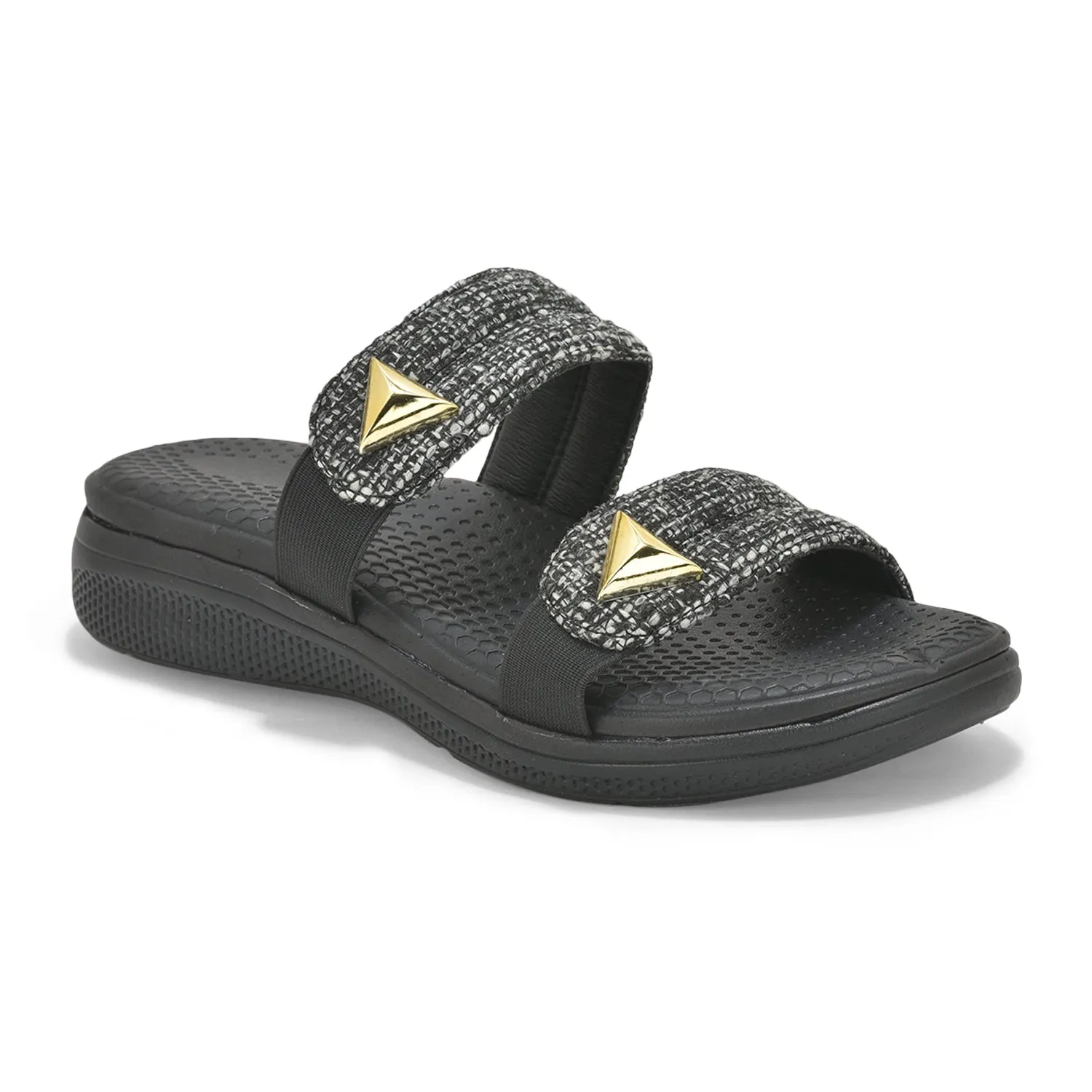 Black Tweed Jes Slides