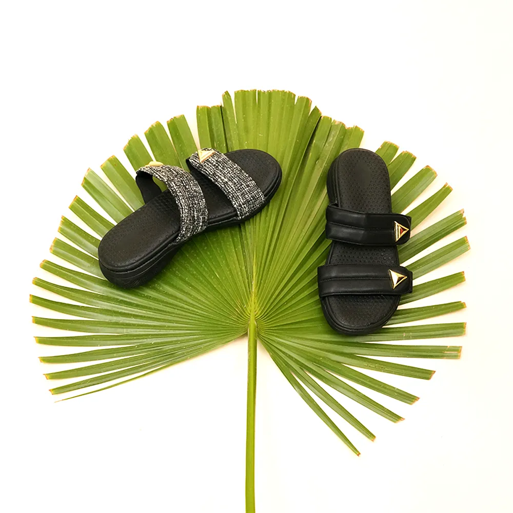 Black Tweed Jes Slides