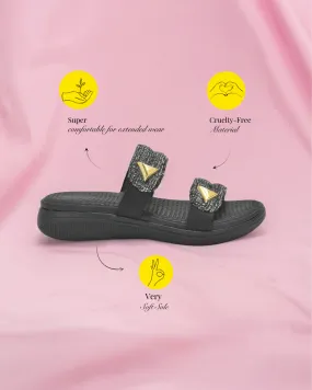 Black Tweed Jes Slides