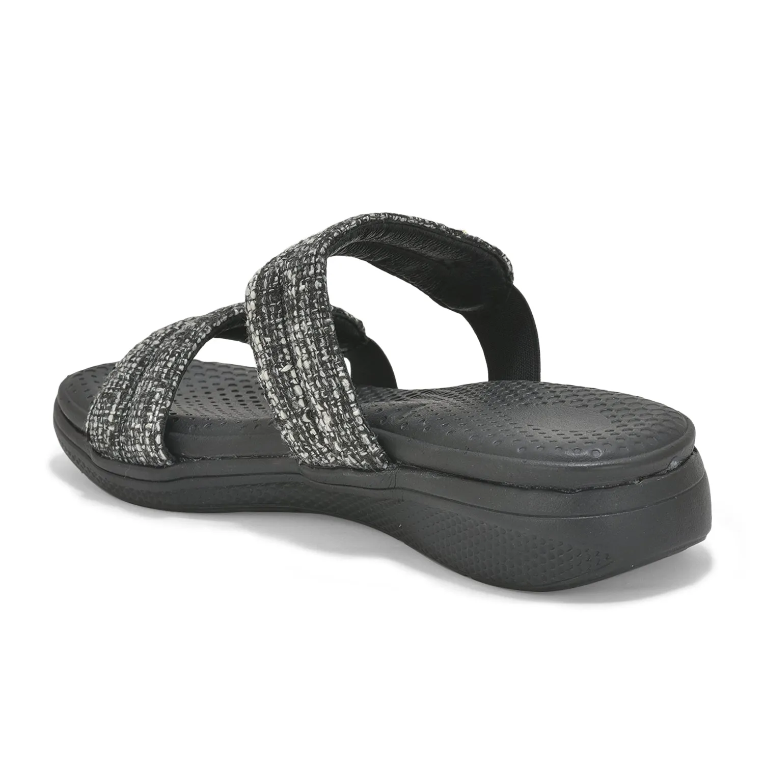 Black Tweed Jes Slides