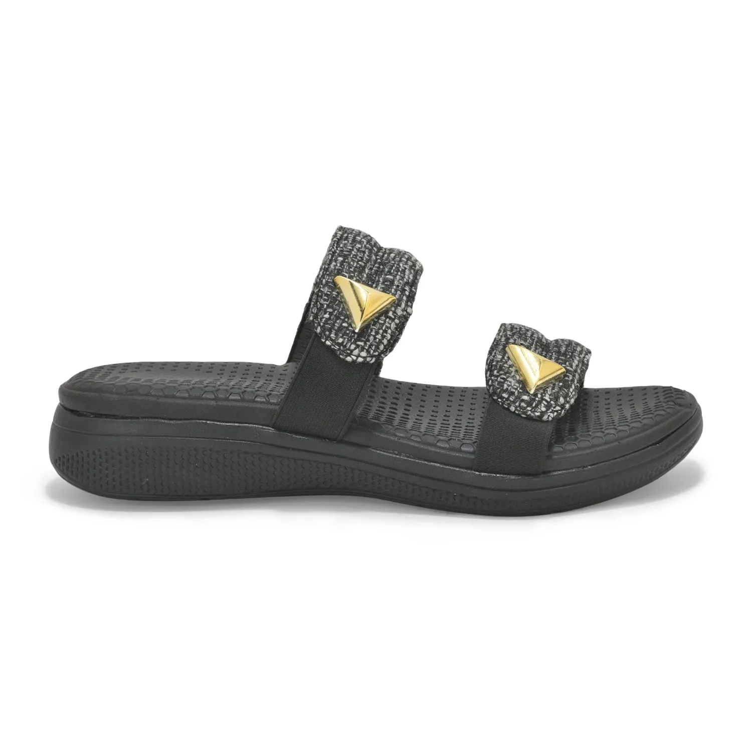 Black Tweed Jes Slides