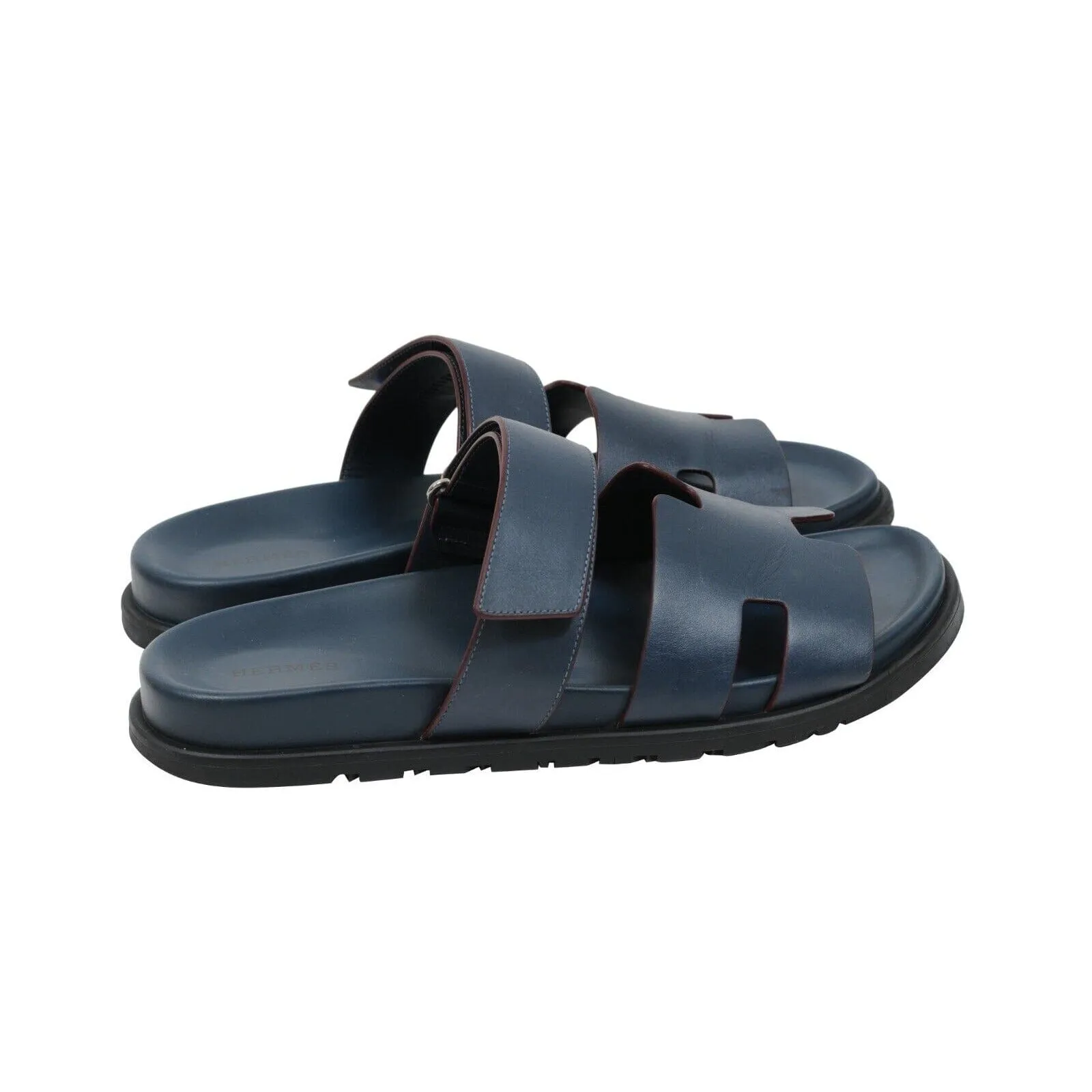 Blue Leather Strap H Logo Chypre Sandals