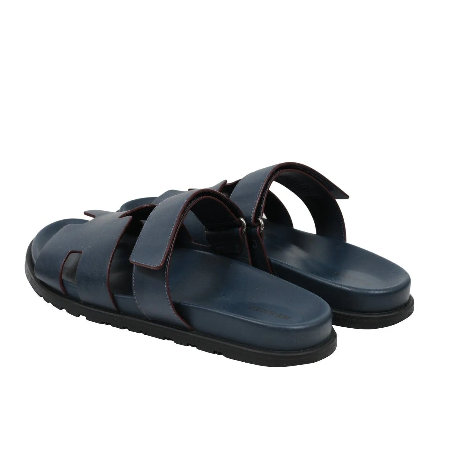 Blue Leather Strap H Logo Chypre Sandals