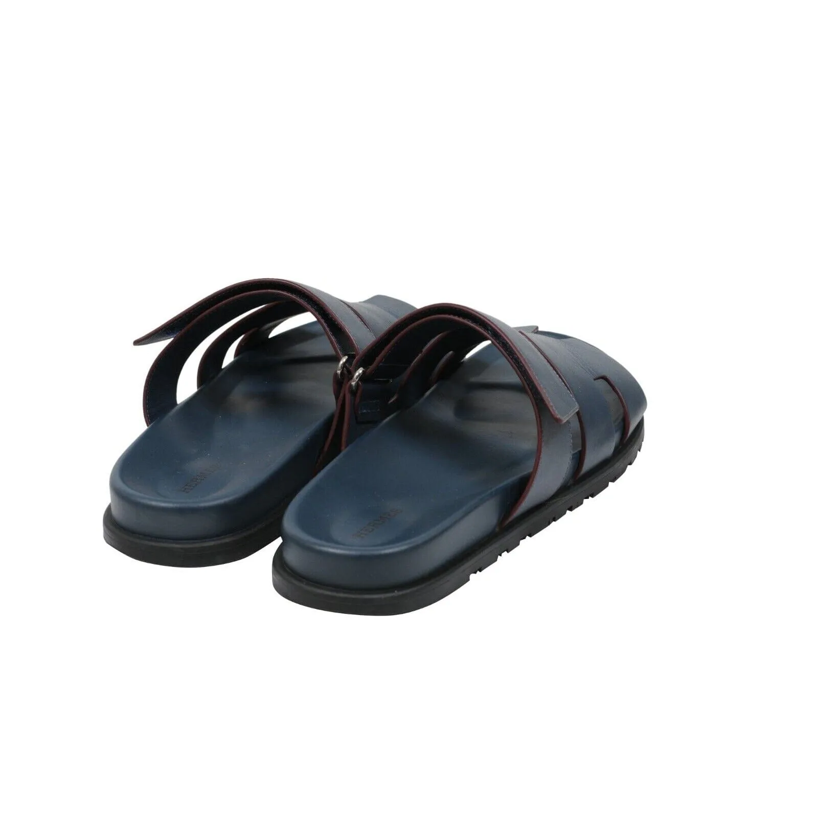 Blue Leather Strap H Logo Chypre Sandals