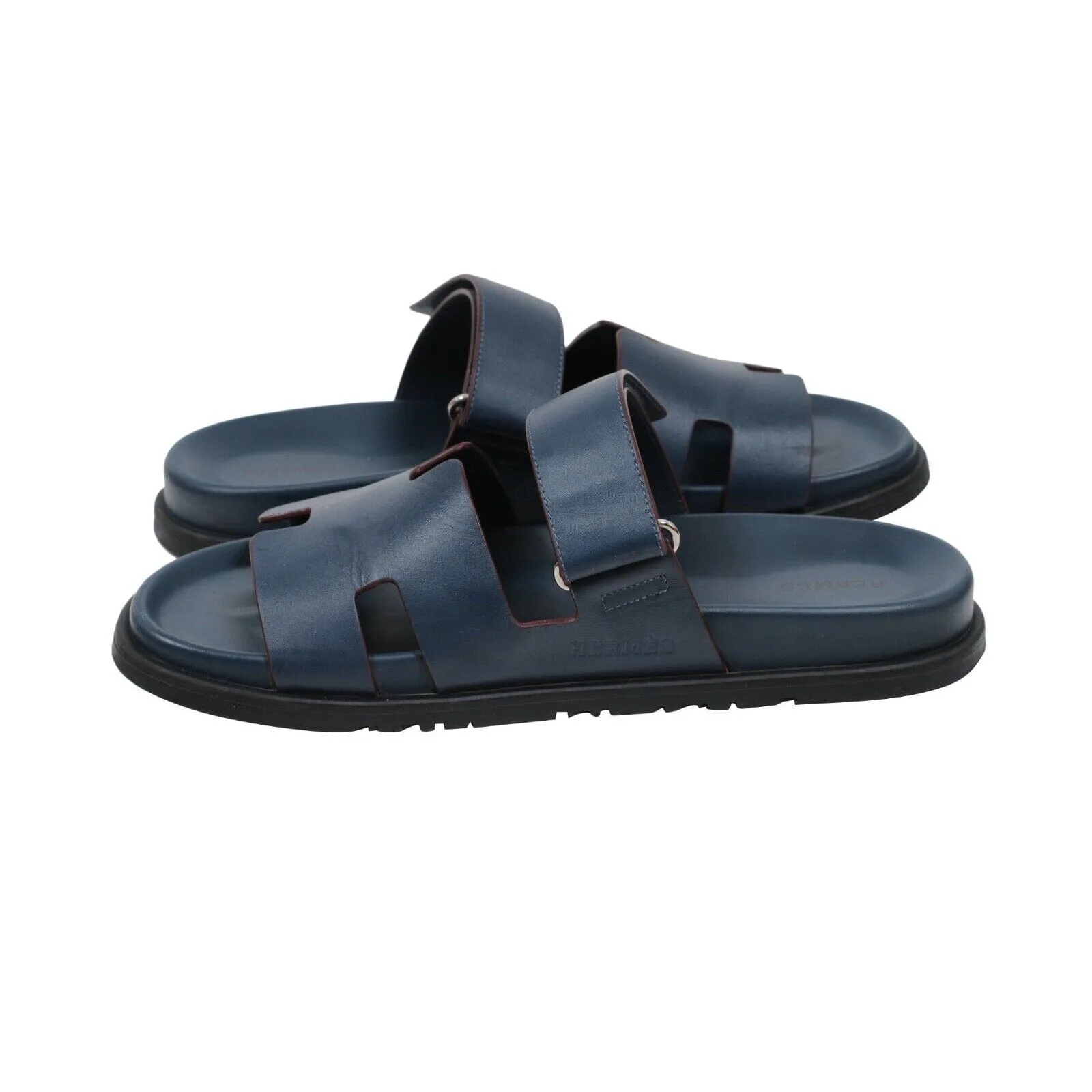 Blue Leather Strap H Logo Chypre Sandals