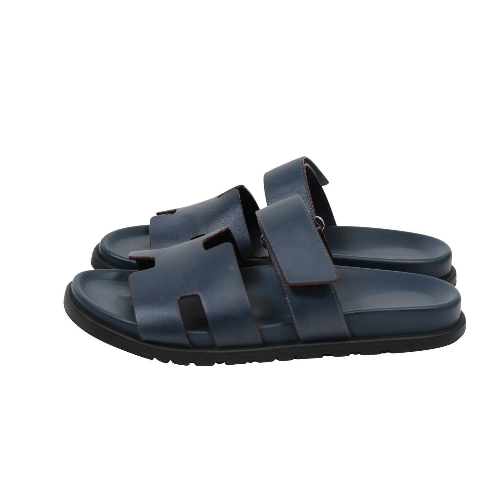Blue Leather Strap H Logo Chypre Sandals