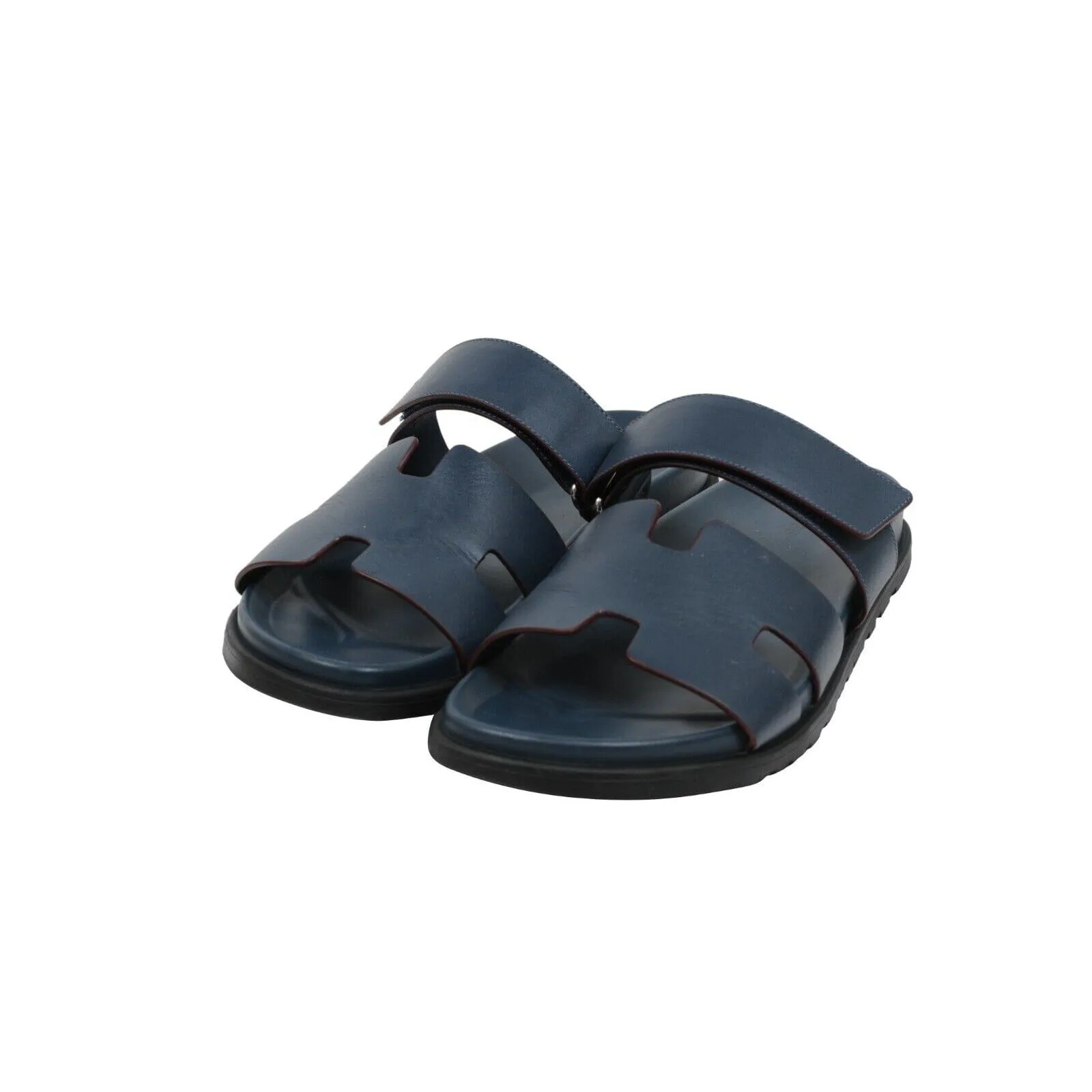 Blue Leather Strap H Logo Chypre Sandals