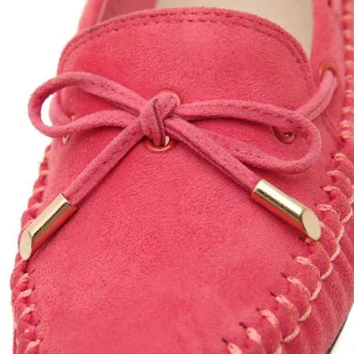 Bowknot Artificial Suede Soft Flat Loafers For Women