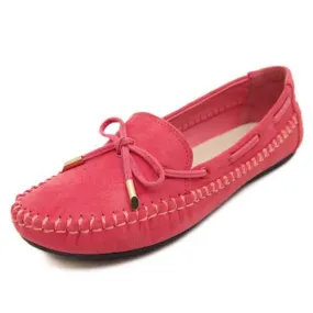 Bowknot Artificial Suede Soft Flat Loafers For Women