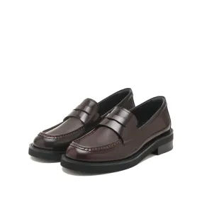 Burgundy Leather Penny Loafers