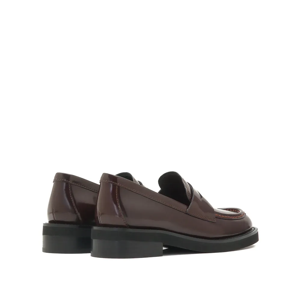Burgundy Leather Penny Loafers