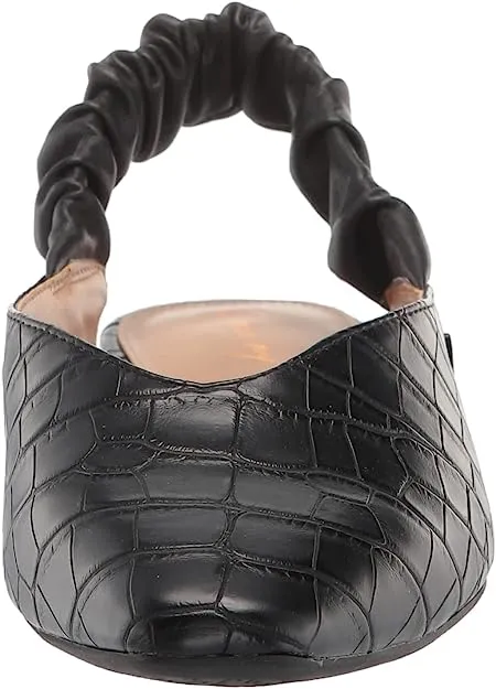 Circus by Sam Edelman Omina Black Croco Slingback Strap Pointed Toe Ballet Flats