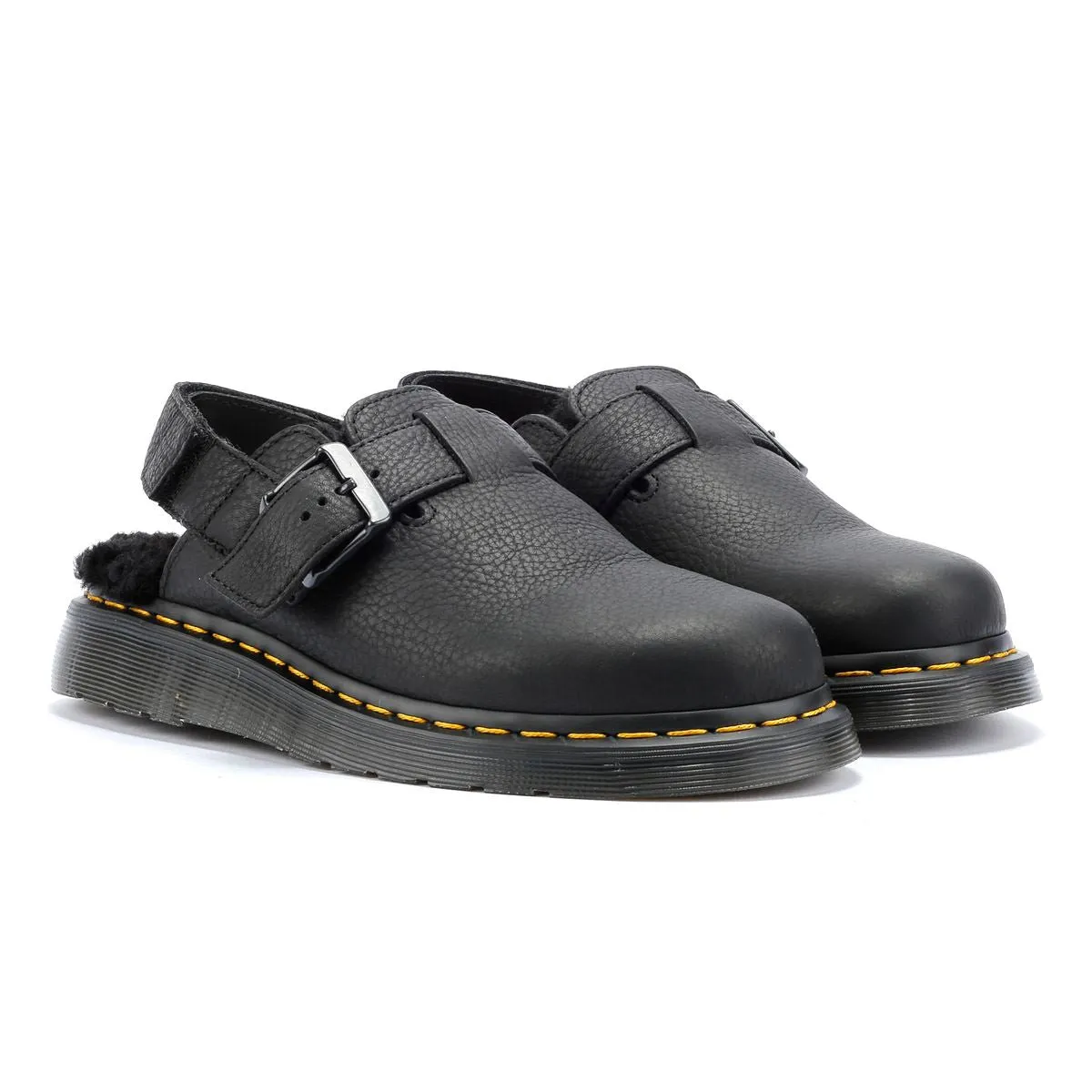 Dr. Martens Winterised Jorge II Fur Lined Leather Black Sandals