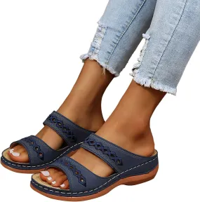 Eduavar Womens Platform Sandals,Summer Sandals Comfortable Beach Travel Sandals Stylish Slip On Sandals Open Toe Sandals
