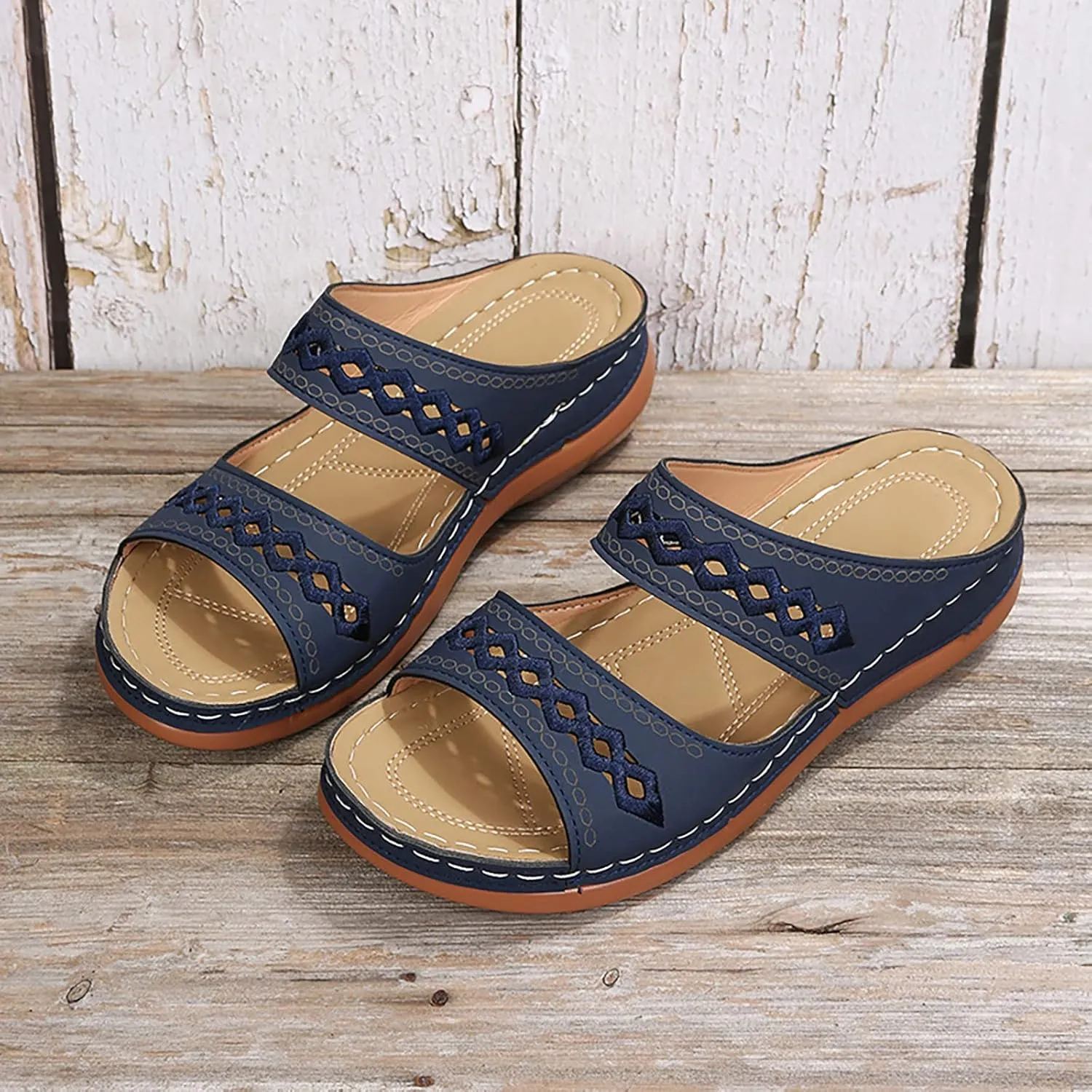 Eduavar Womens Platform Sandals,Summer Sandals Comfortable Beach Travel Sandals Stylish Slip On Sandals Open Toe Sandals