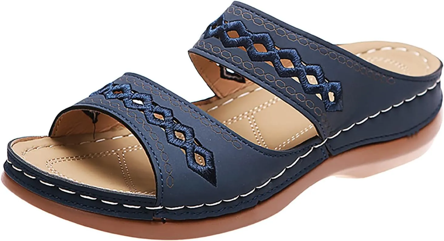 Eduavar Womens Platform Sandals,Summer Sandals Comfortable Beach Travel Sandals Stylish Slip On Sandals Open Toe Sandals