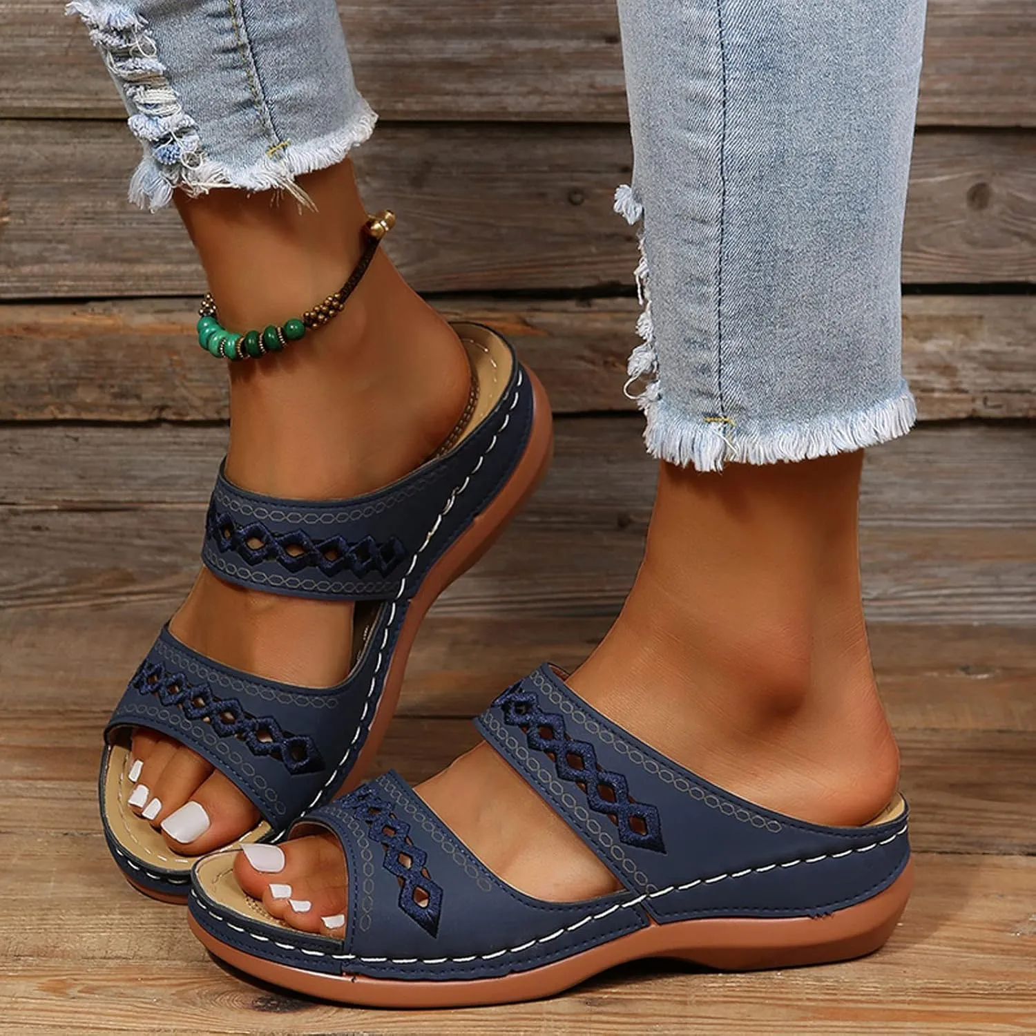 Eduavar Womens Platform Sandals,Summer Sandals Comfortable Beach Travel Sandals Stylish Slip On Sandals Open Toe Sandals