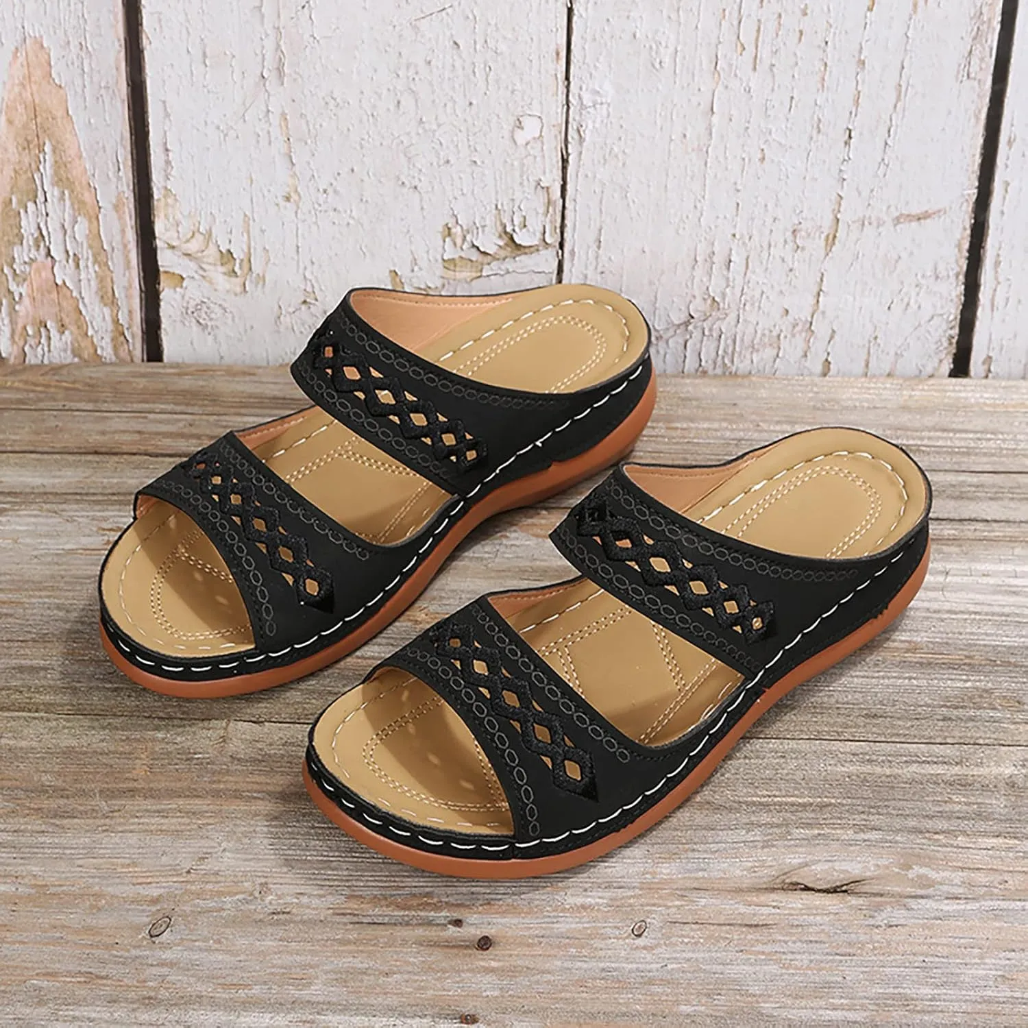 Eduavar Womens Platform Sandals,Summer Sandals Comfortable Beach Travel Sandals Stylish Slip On Sandals Open Toe Sandals