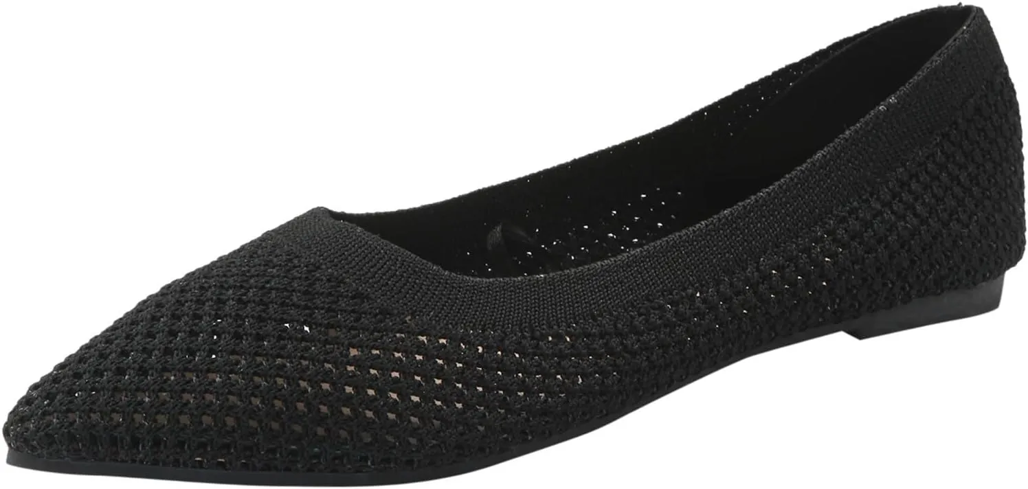 Elegant Pointed Toe Flat Shoes for Women Breathable Mesh Knit Ballet Flats Women's Soft Walking Driving Shoes