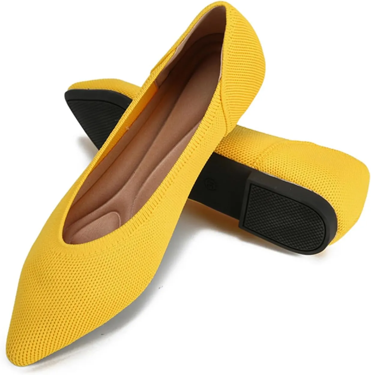 EnllerviiD Women's Flats Breathable Knit Pointed Flats Loafers Shoes,Work Flats Office Shoes Comfortable Flexible Mule Shoes Ballet Flats