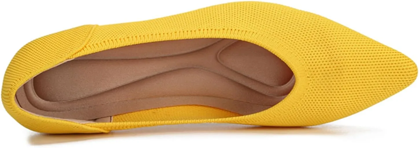 EnllerviiD Women's Flats Breathable Knit Pointed Flats Loafers Shoes,Work Flats Office Shoes Comfortable Flexible Mule Shoes Ballet Flats