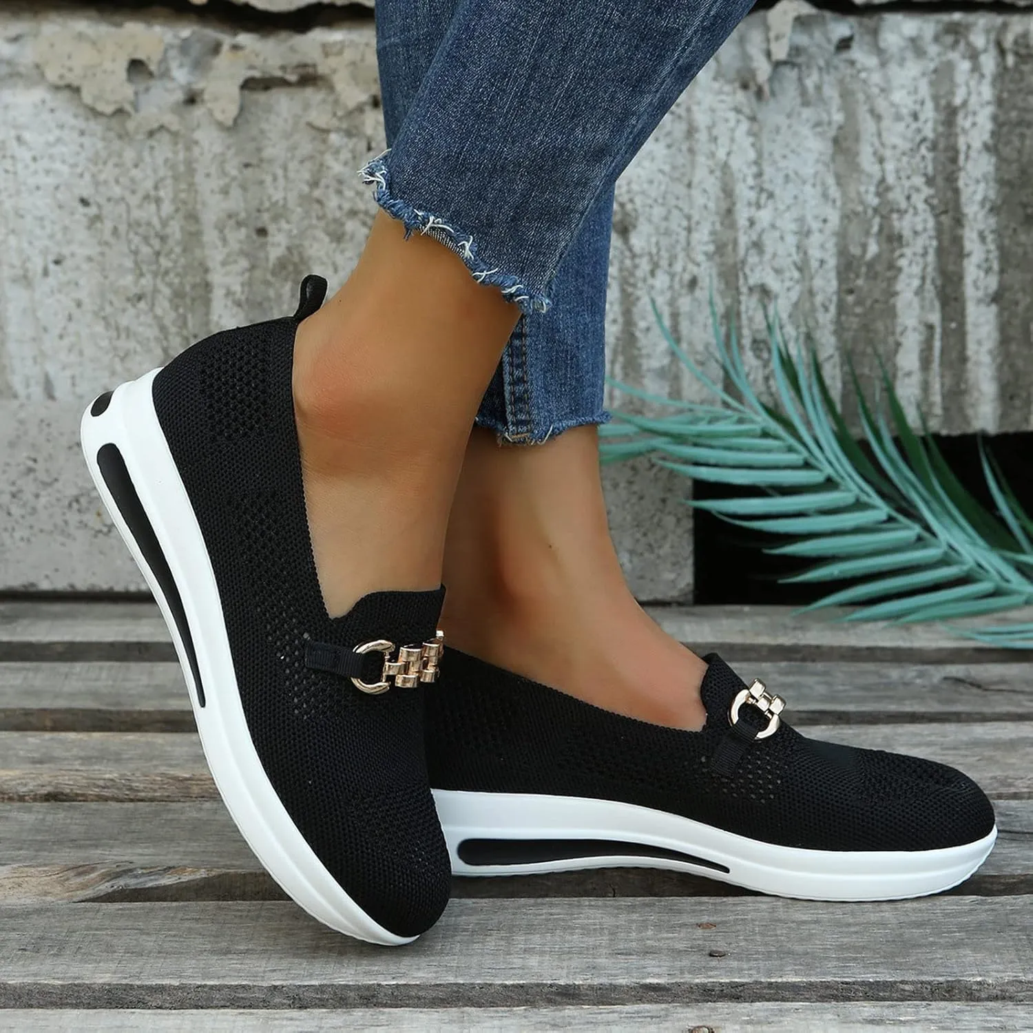Fashion Sneakers for Women Mesh Summer Casual Slip On Walking Shoes Comfortable Round Toe Office Work Shoes Breathable Sports Shoes