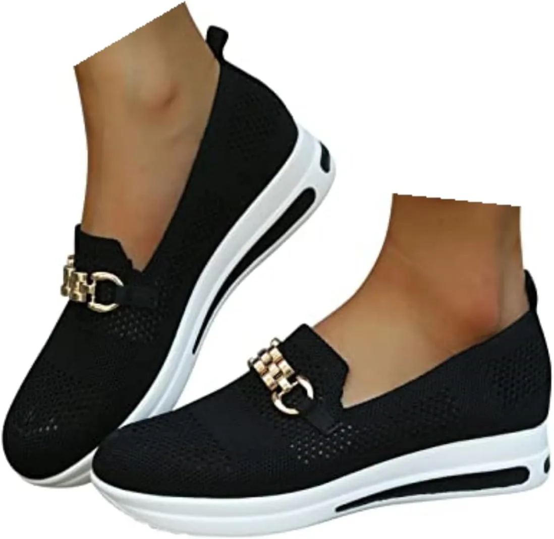 Fashion Sneakers for Women Mesh Summer Casual Slip On Walking Shoes Comfortable Round Toe Office Work Shoes Breathable Sports Shoes