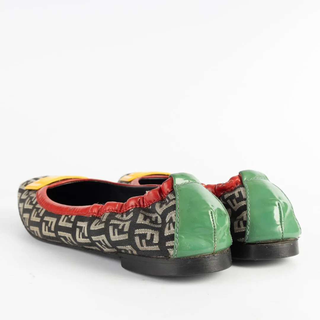 Fendi Ballet Monogram Black Flats