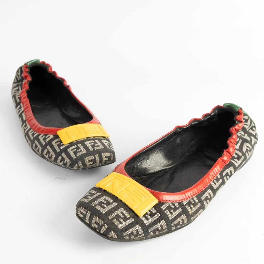 Fendi Ballet Monogram Black Flats