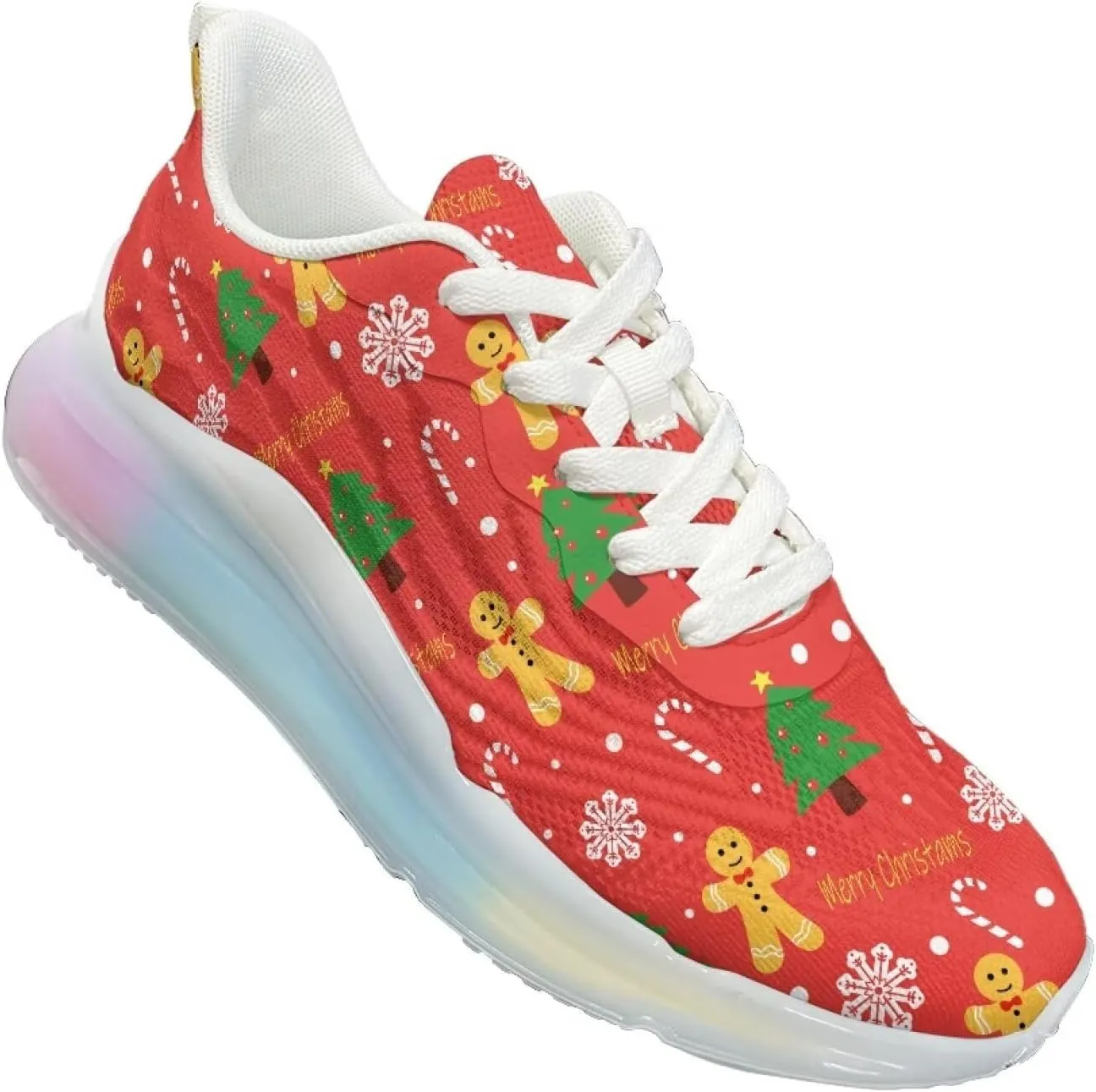 GOSTONG Air Cushion Sneakers for Women Breathable Elastic Lace-up Sneakers Soft Padded Walking Running Sneakers US 6 to 11