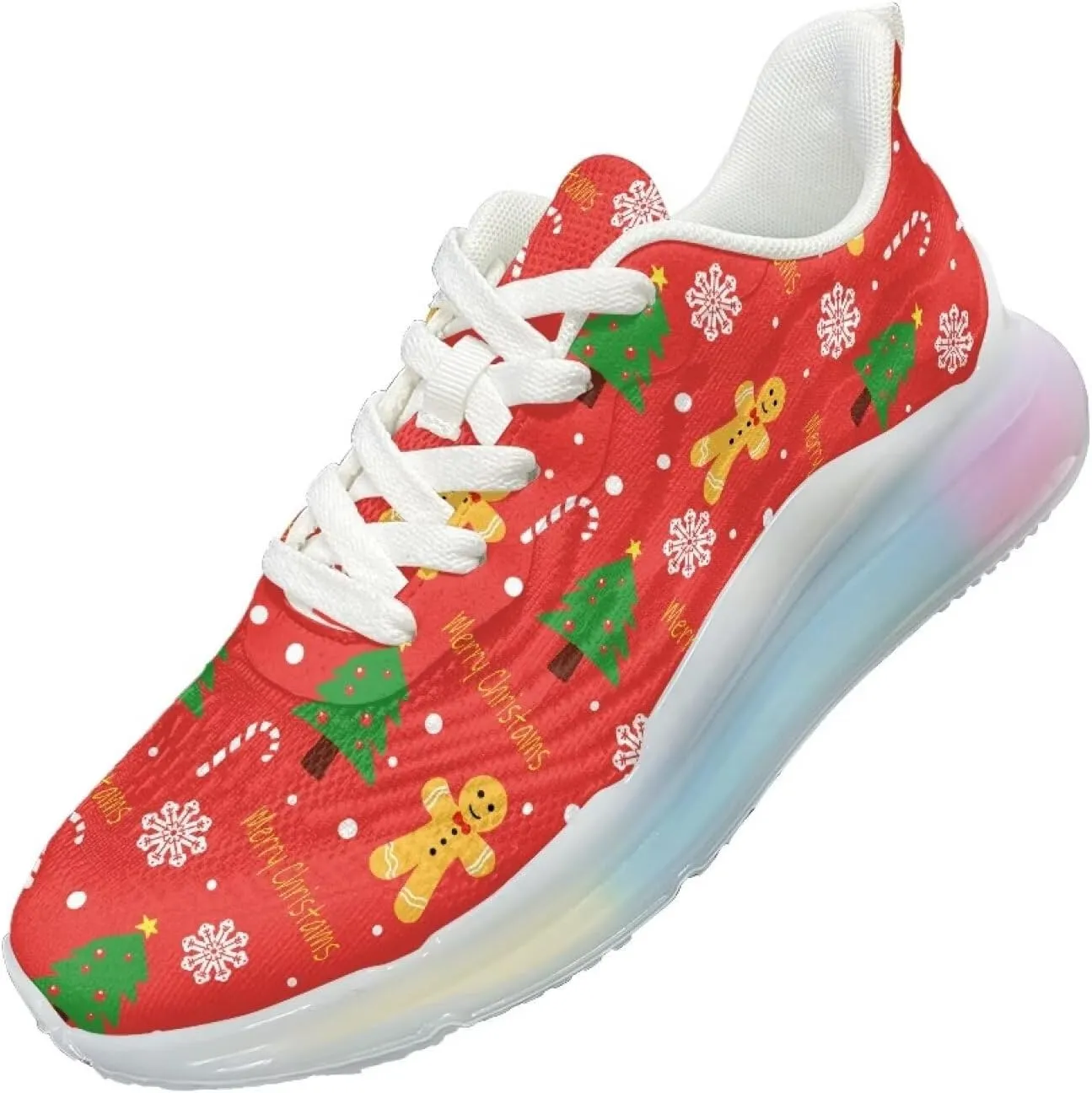 GOSTONG Air Cushion Sneakers for Women Breathable Elastic Lace-up Sneakers Soft Padded Walking Running Sneakers US 6 to 11