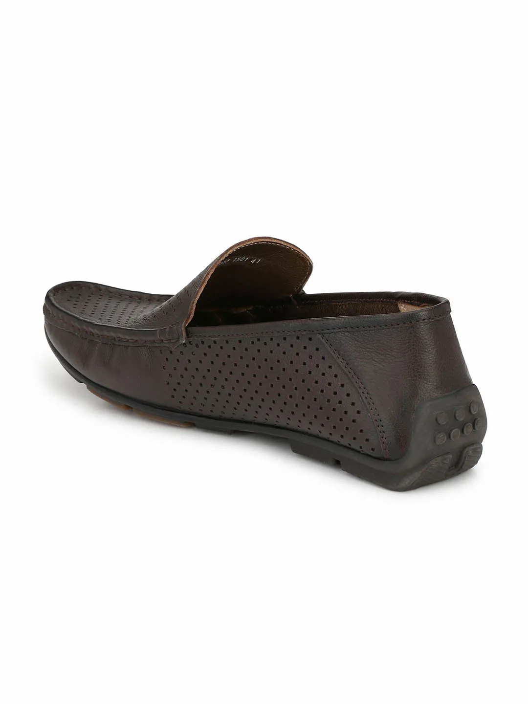 Hitz Men's Brown Leather Moccasins Loafer Shoes