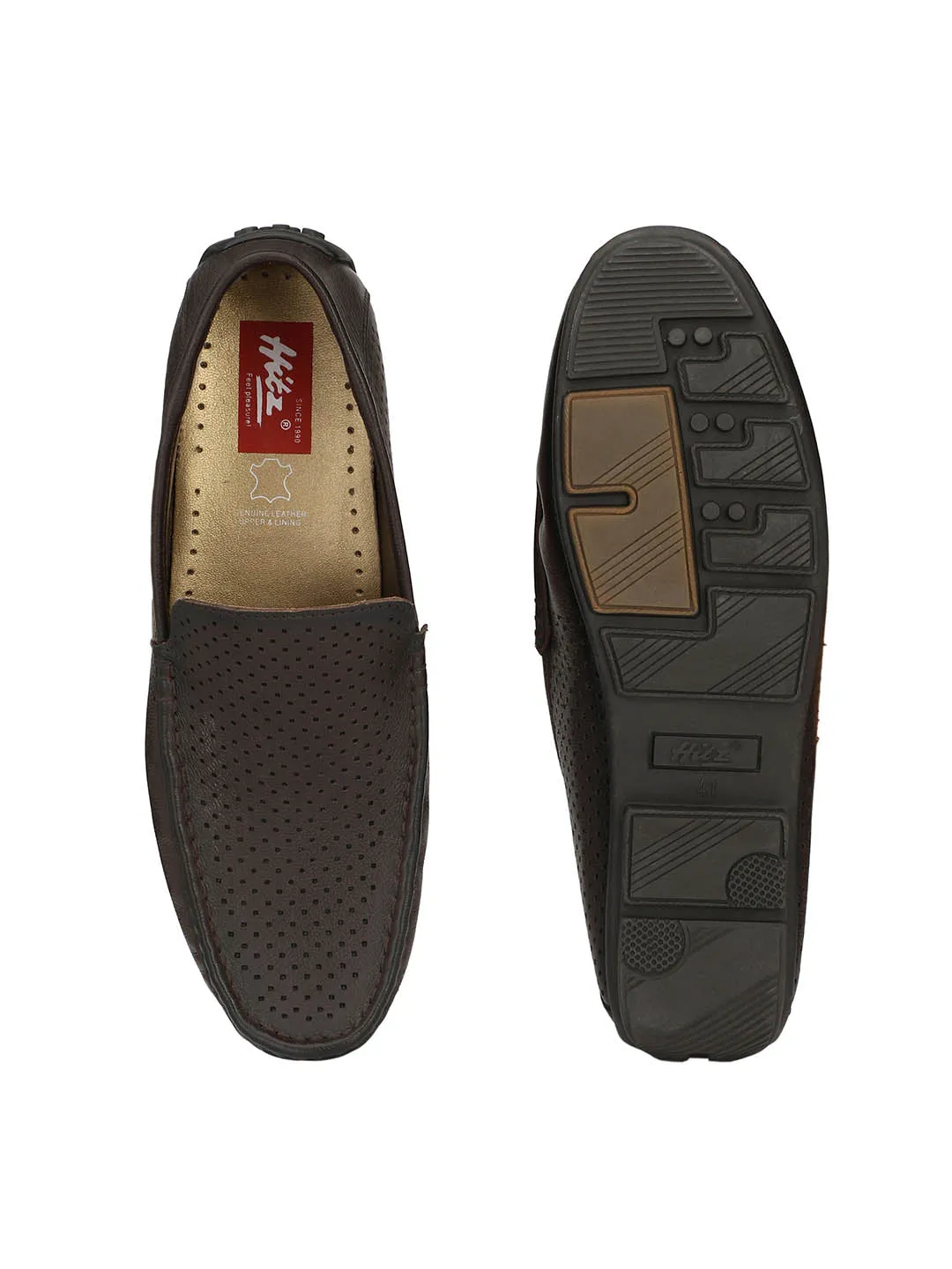 Hitz Men's Brown Leather Moccasins Loafer Shoes