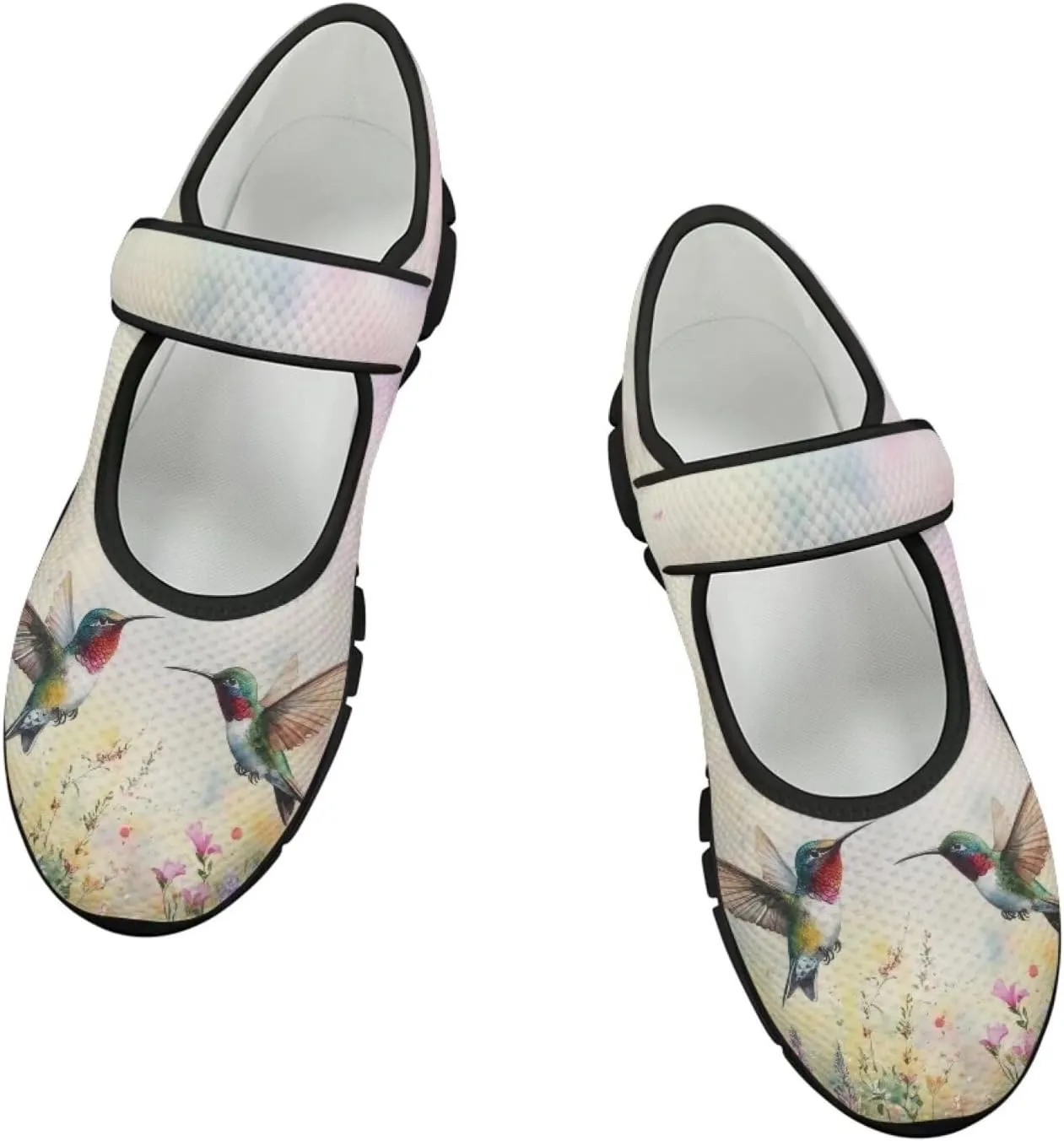 Jeiento Cute Hummingbirds Flats for Women Round Toe Ballet Flats Shoes Dressy Flats for Women