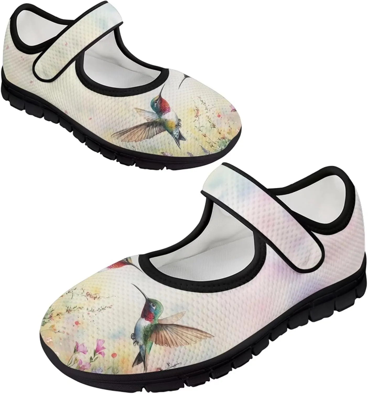Jeiento Cute Hummingbirds Flats for Women Round Toe Ballet Flats Shoes Dressy Flats for Women