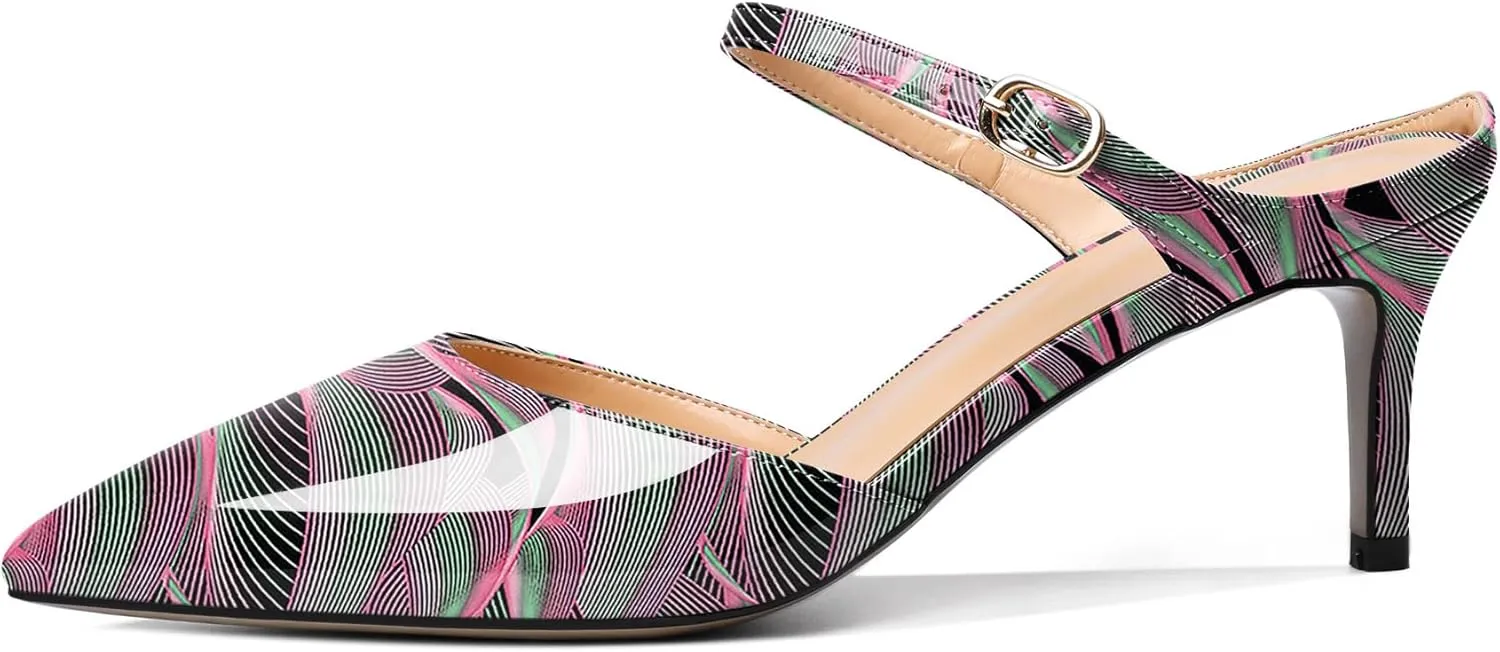 Joseywade Women Mules Low Kitten Heel Mules Slip On Heeled Sandals Cloesd Pointed Toe Dress Pumps Backless Dress Shoes 2.5 Inch