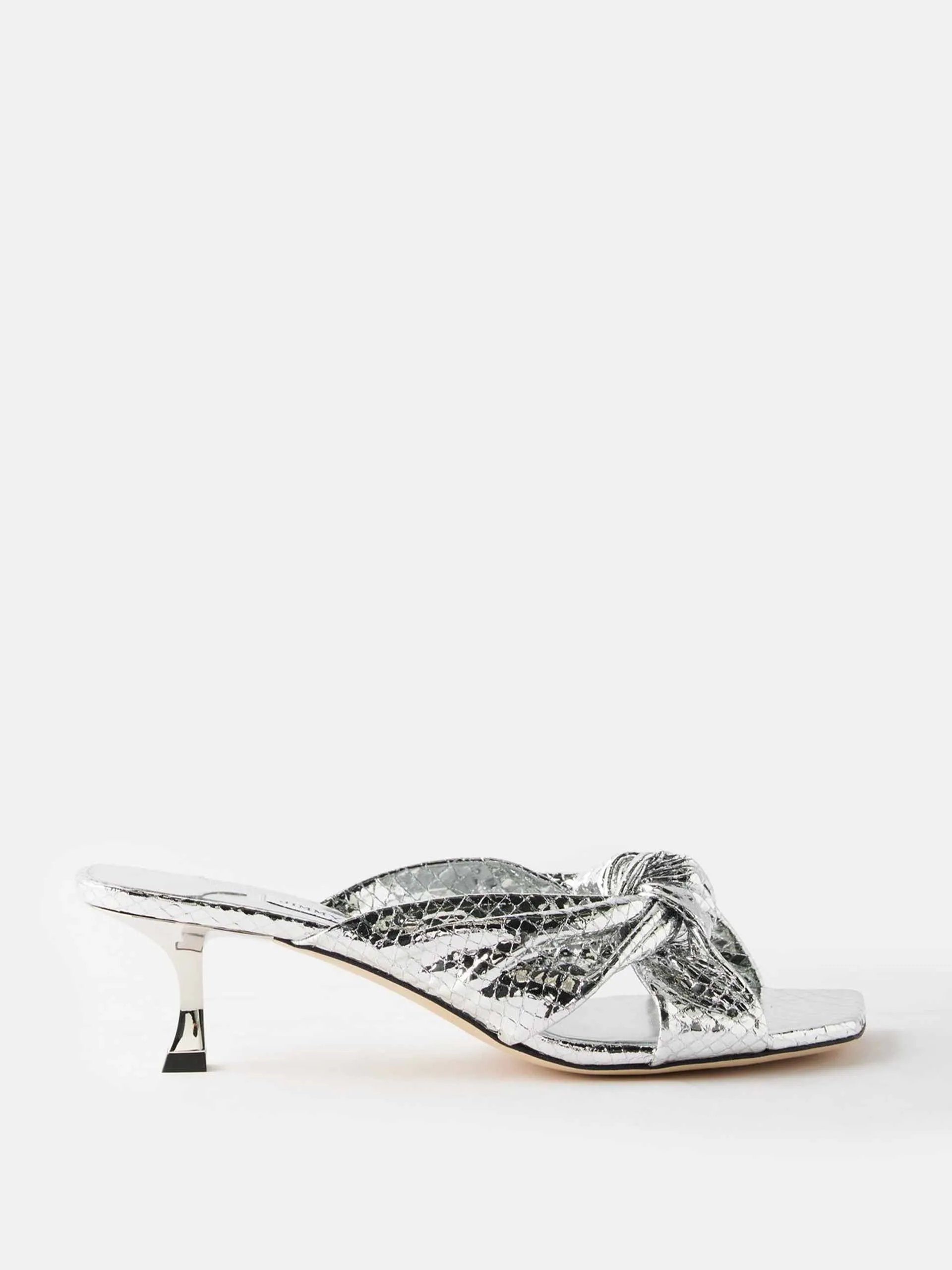 Knotted metallic-leather mules