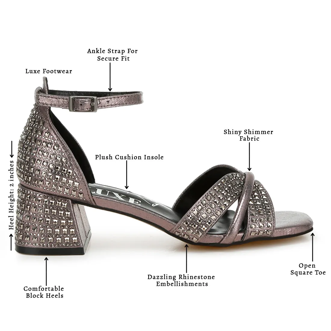 Low Block Heel Rhinestone Sandals