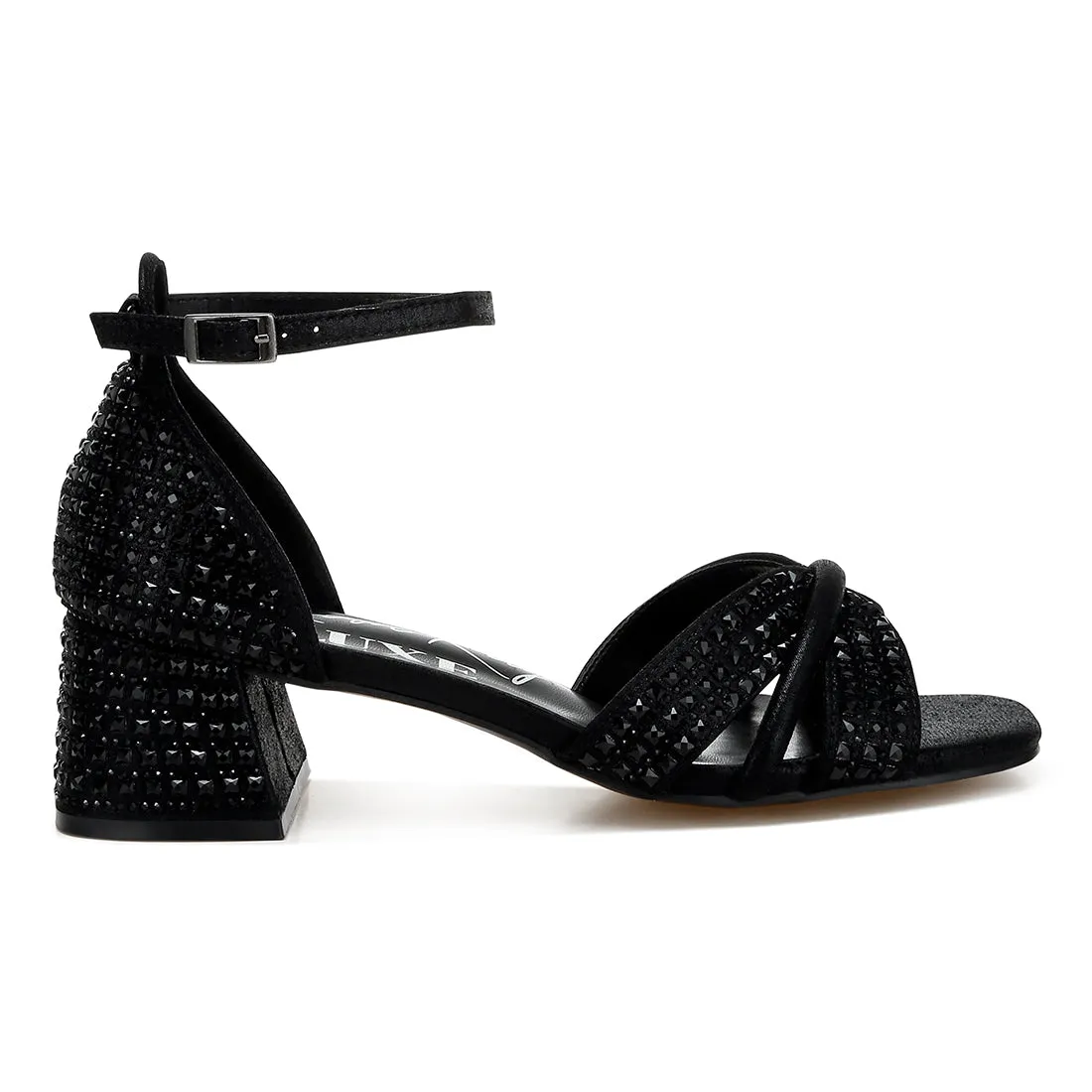 Low Block Heel Rhinestone Sandals