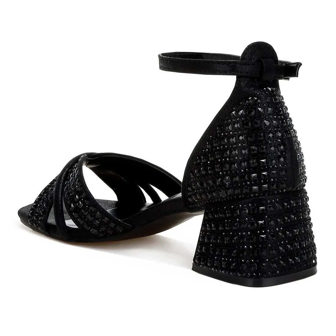 Low Block Heel Rhinestone Sandals