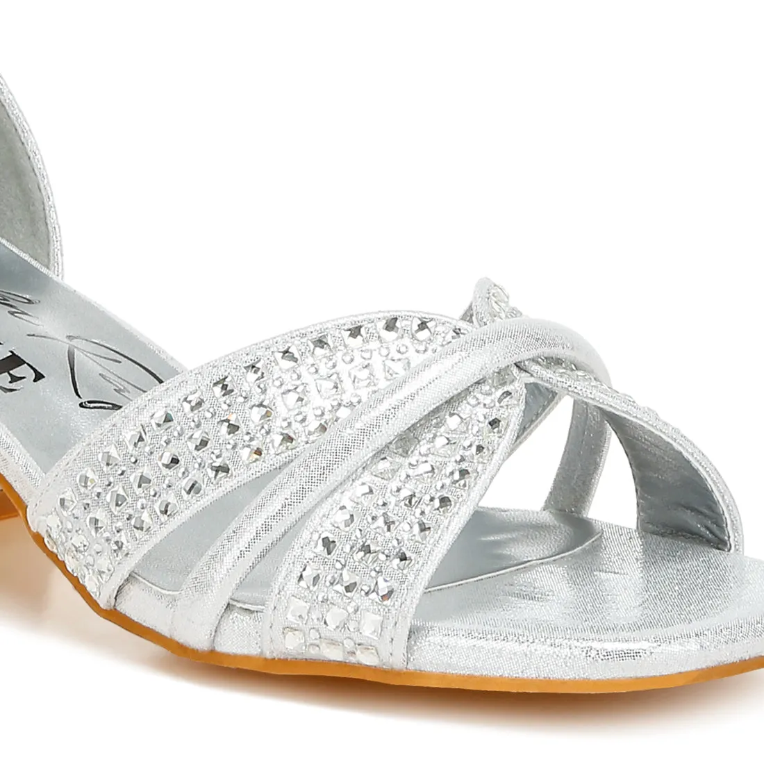 Low Block Heel Rhinestone Sandals