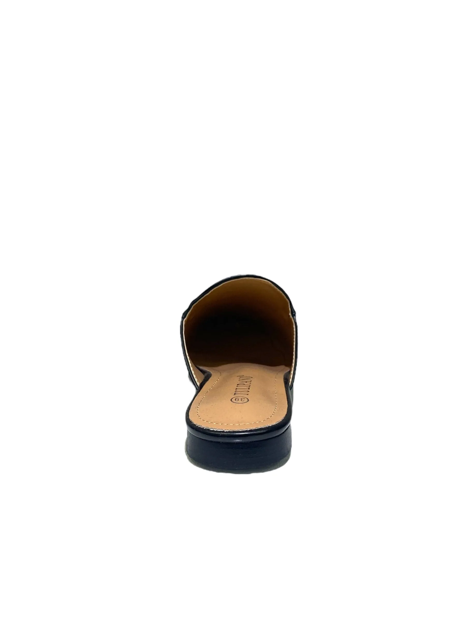 Luna - Sabot Mules Pantofolina Donna Flat Punta Tallone Scoperto Nero