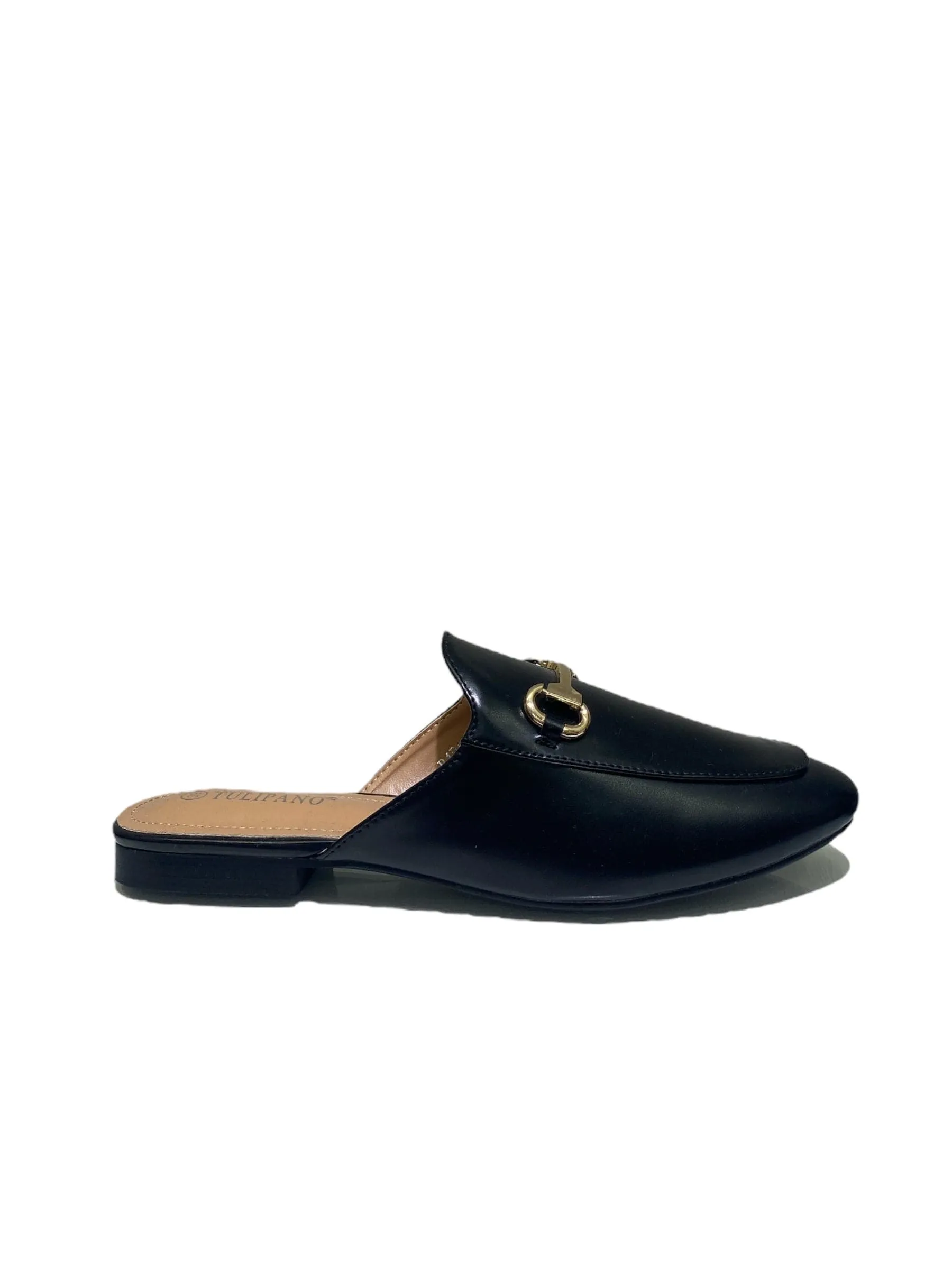 Luna - Sabot Mules Pantofolina Donna Flat Punta Tallone Scoperto Nero