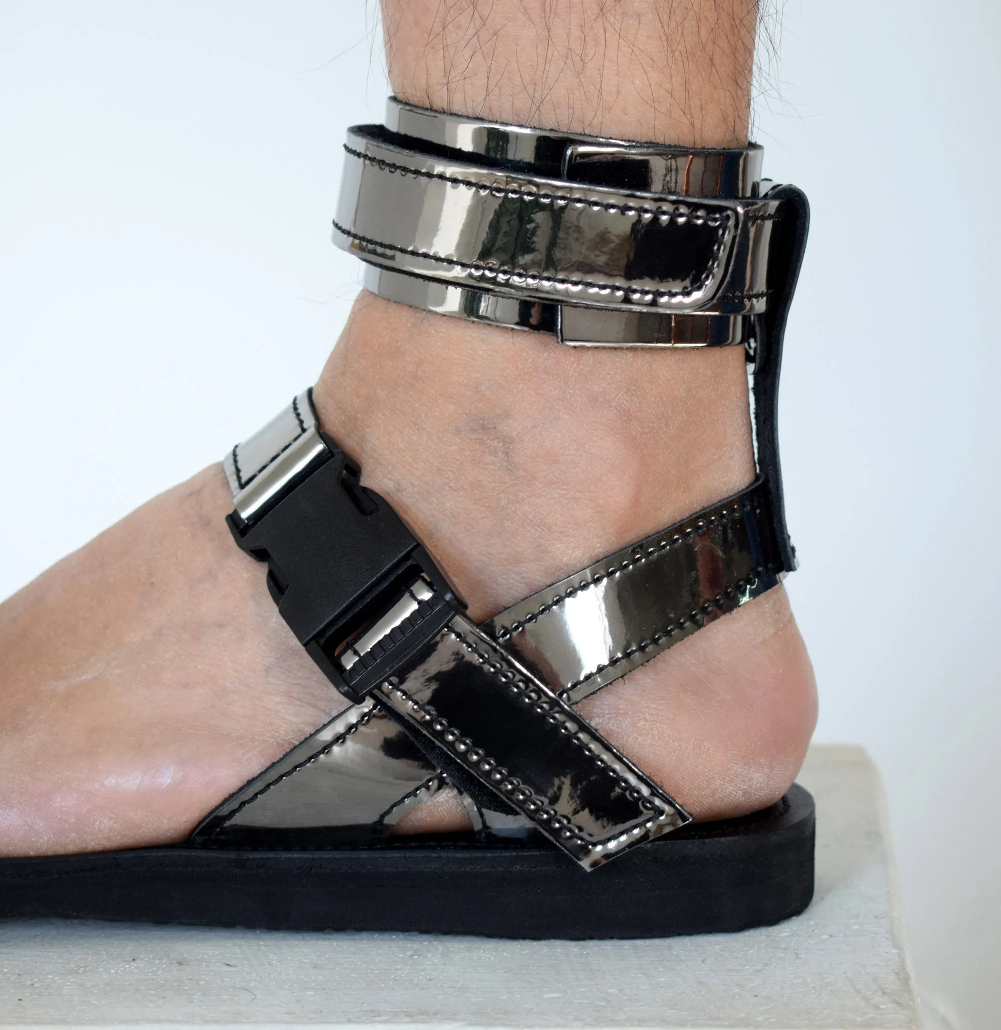 Men Greek leather sandals, Dark silver color, Handmade Sandals, Men Sandals, Draco Men Sandals, Genuine Leather sandals, Sport men Sandals