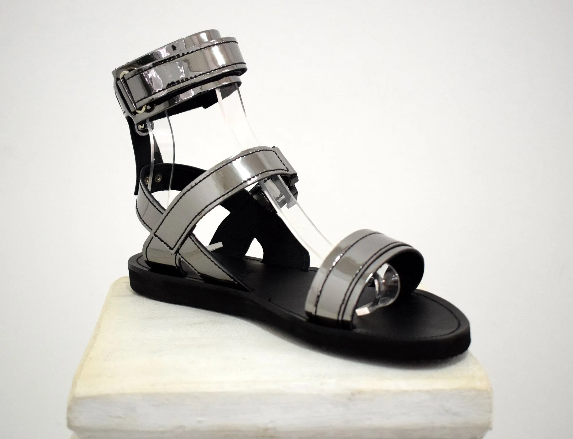 Men Greek leather sandals, Dark silver color, Handmade Sandals, Men Sandals, Draco Men Sandals, Genuine Leather sandals, Sport men Sandals
