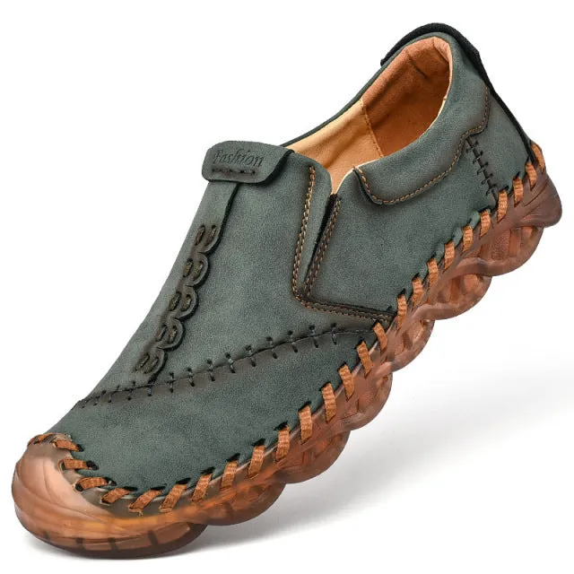 Men Handmade Casual Loafers Soft Breathable Flats Shoes